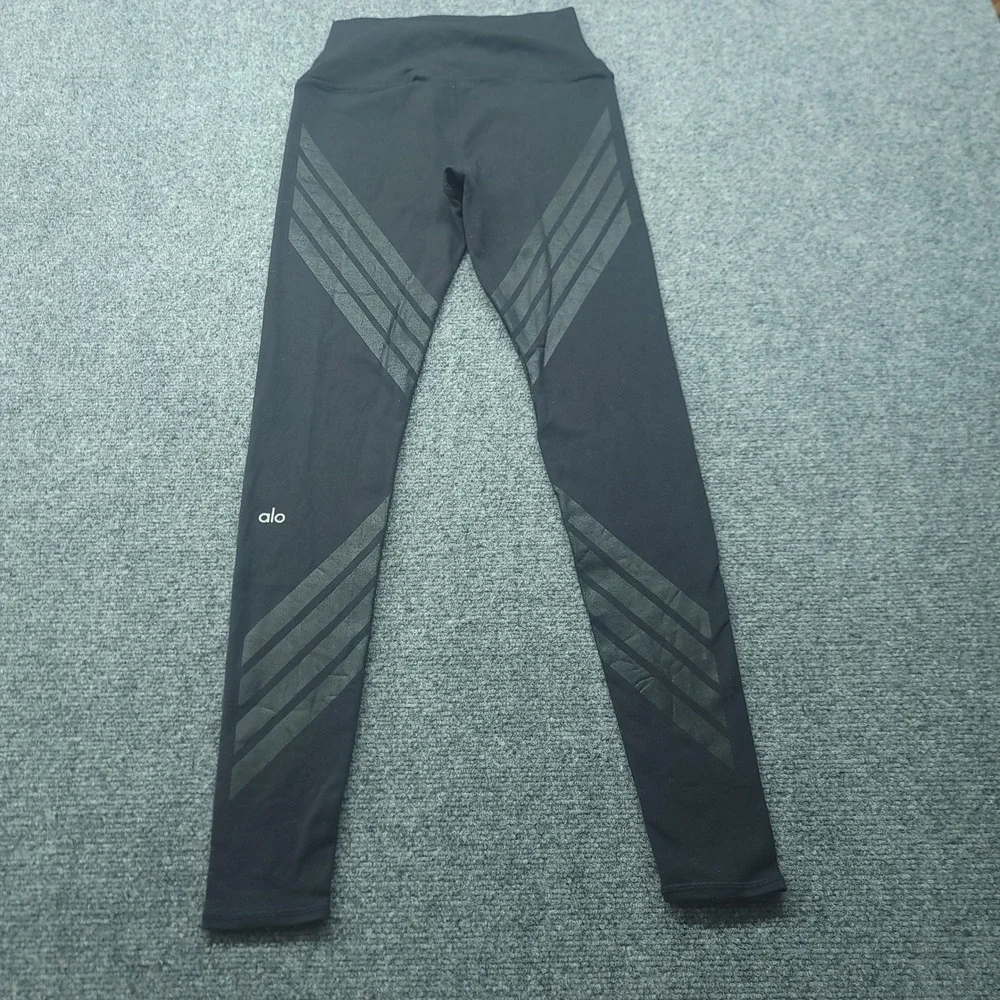 Alo Yoga High Waist vee pattern Leggings Black XS RN87570 Performance Tights